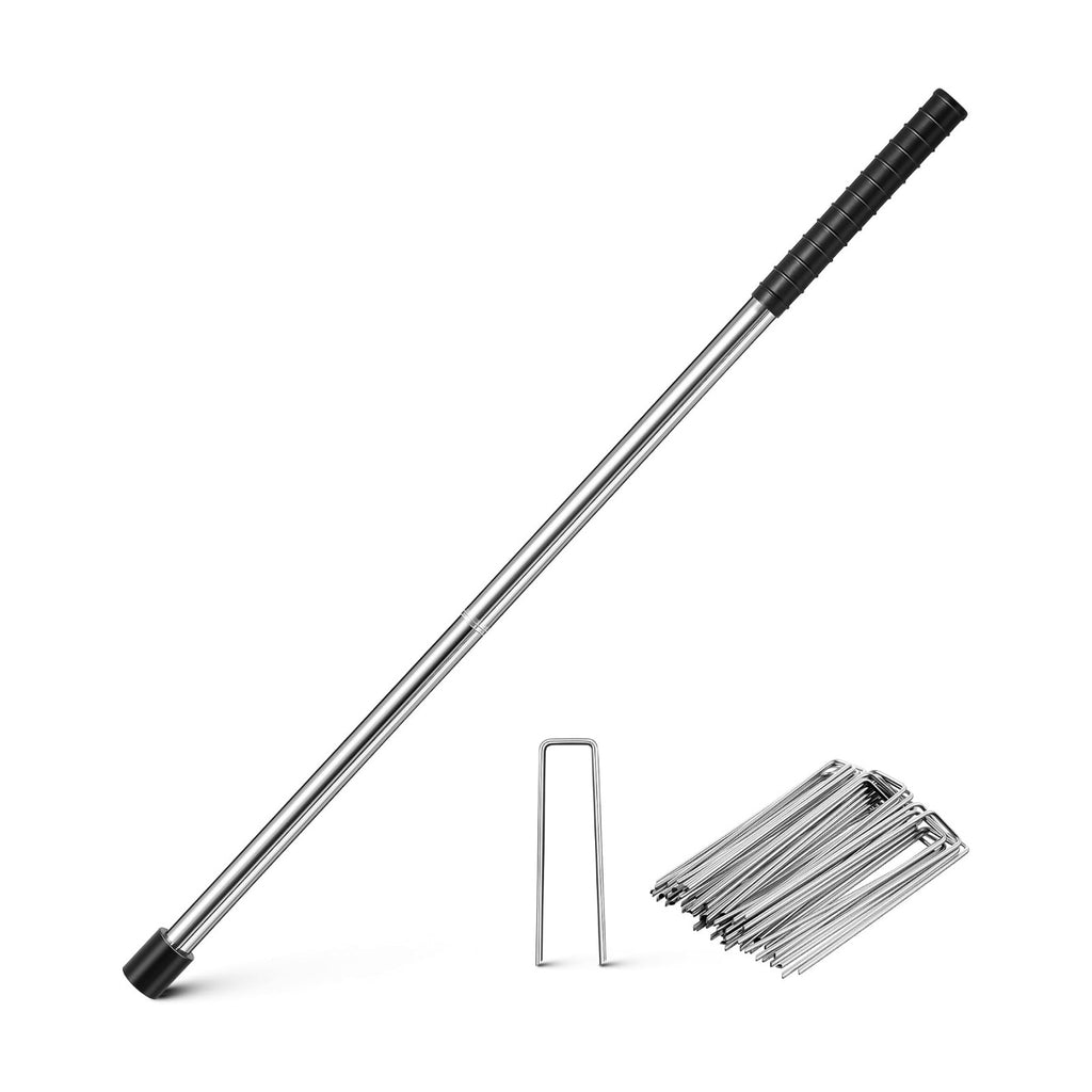Enhon 46 Inch Landscape Staples Driver Kit with 6" 50 Pcs 11 Gauge Staples & Magnetic Tip for Landscape Fabric, Weed
