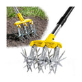 Rotary Cultivator Garden Tool with Extra-Large Tines, 74-Inch Long Handle Manual Tiller Cultivator, Heavy-Duty Rotary