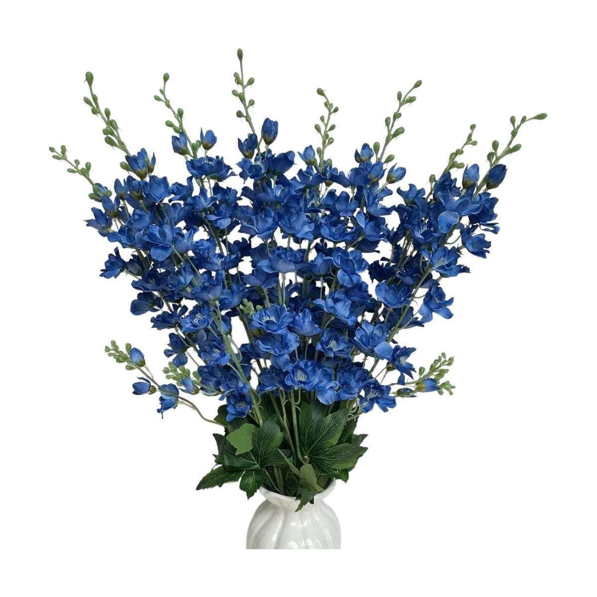 8 pcs Navy Blue Delphinium Artificial Flowers, 34.25''Artificial Snapdragon Flowers Tall Fake Flowers Silk Flowers Faux Delphinium Bulk for Tall Vase Home Wedding Garden Table Decor