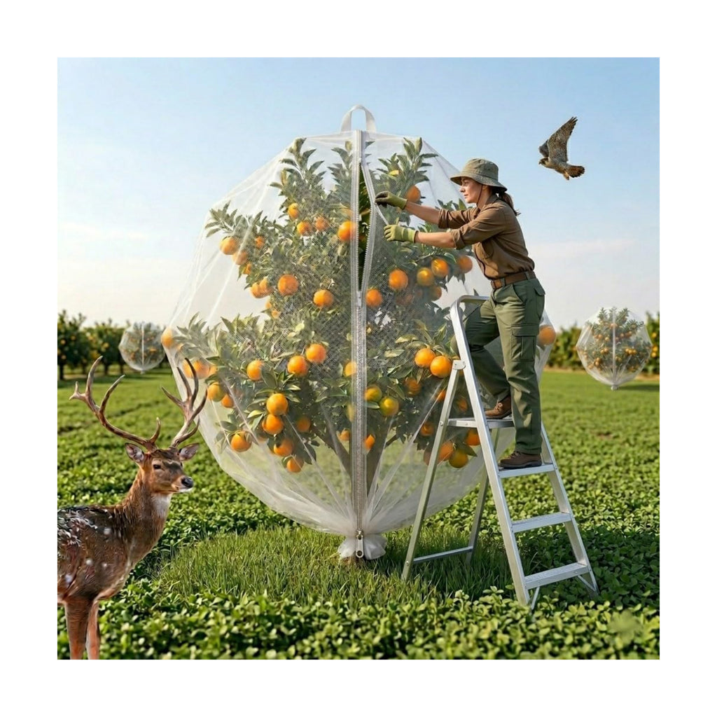 2Pack 15×15FtExtra Large Fruit Tree Netting with Drawstring & Zipper - Reusable Plant Protection Bag, Heavy Duty PE