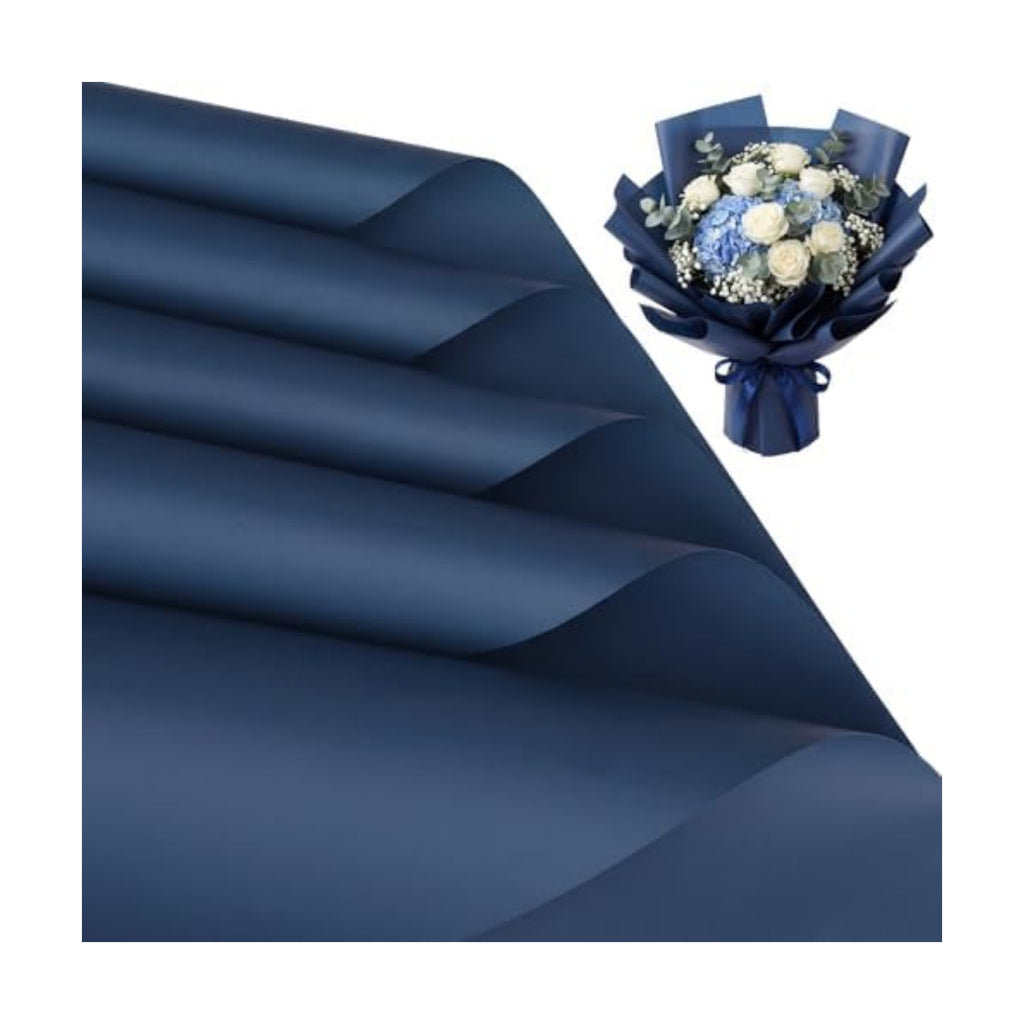 woric 25 Sheets Navy Blue Flower Bouquet Wrapping Paper