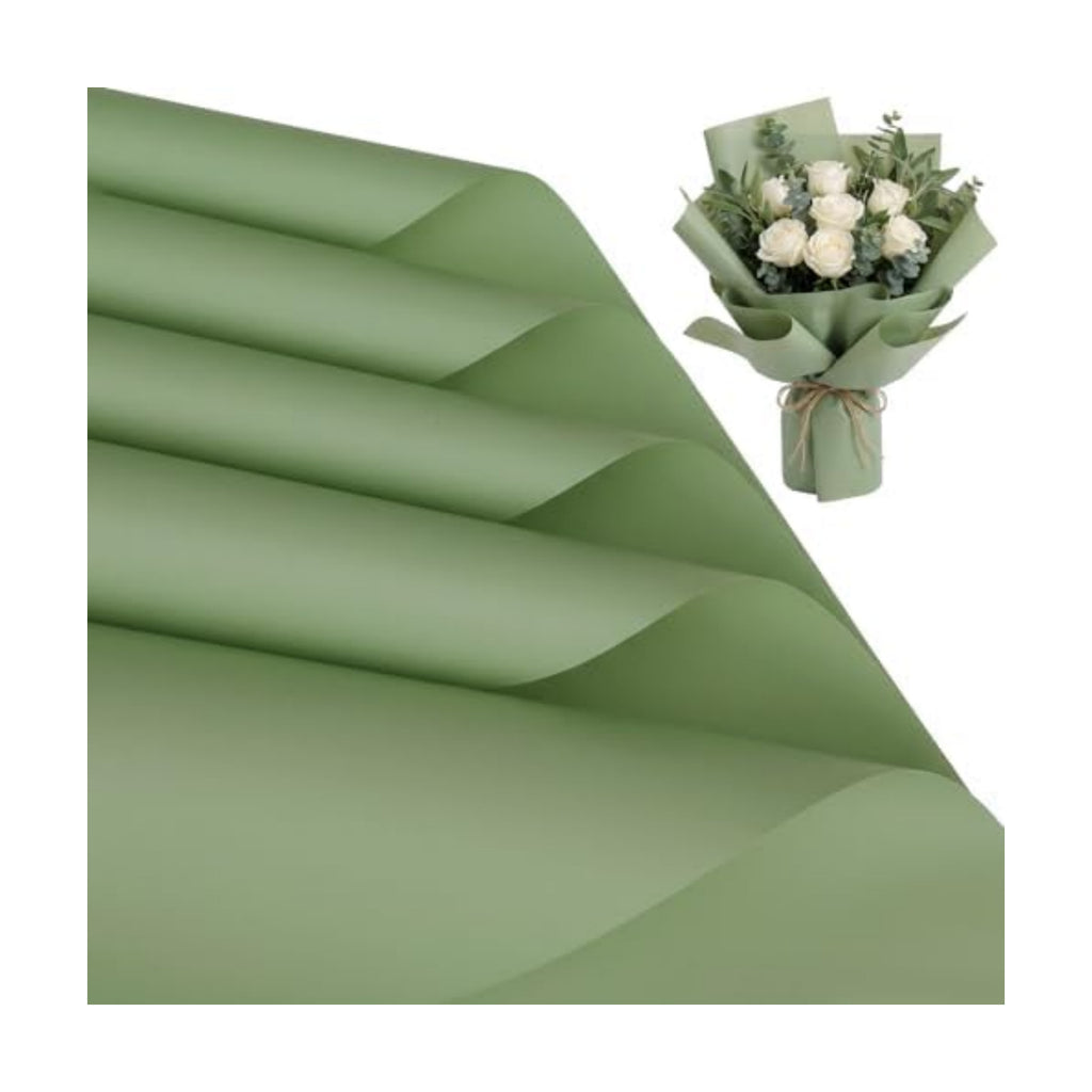 woric 25 Sheets Sage Green Flower Bouquet Wrapping Paper