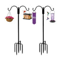 Shepherds Hooks Outdoor 80" Adjustable 2 Pack 5-Prong Base for Bird Feeders | Heavy Duty Double Garden Hooks for