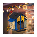 Metal Bird Feeders for Outdoors Hanging Bird House with Solar Lights, Blue