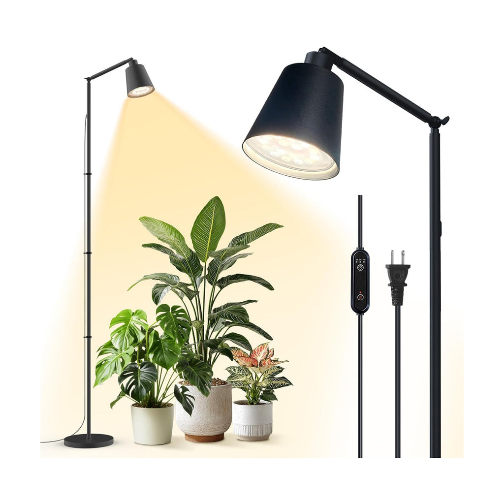 78" Tall Standing Grow Light, Grow Light for Indoor Plants | 18W Full Spectrum LED Bulb with Optical Lens, 4/9/14H