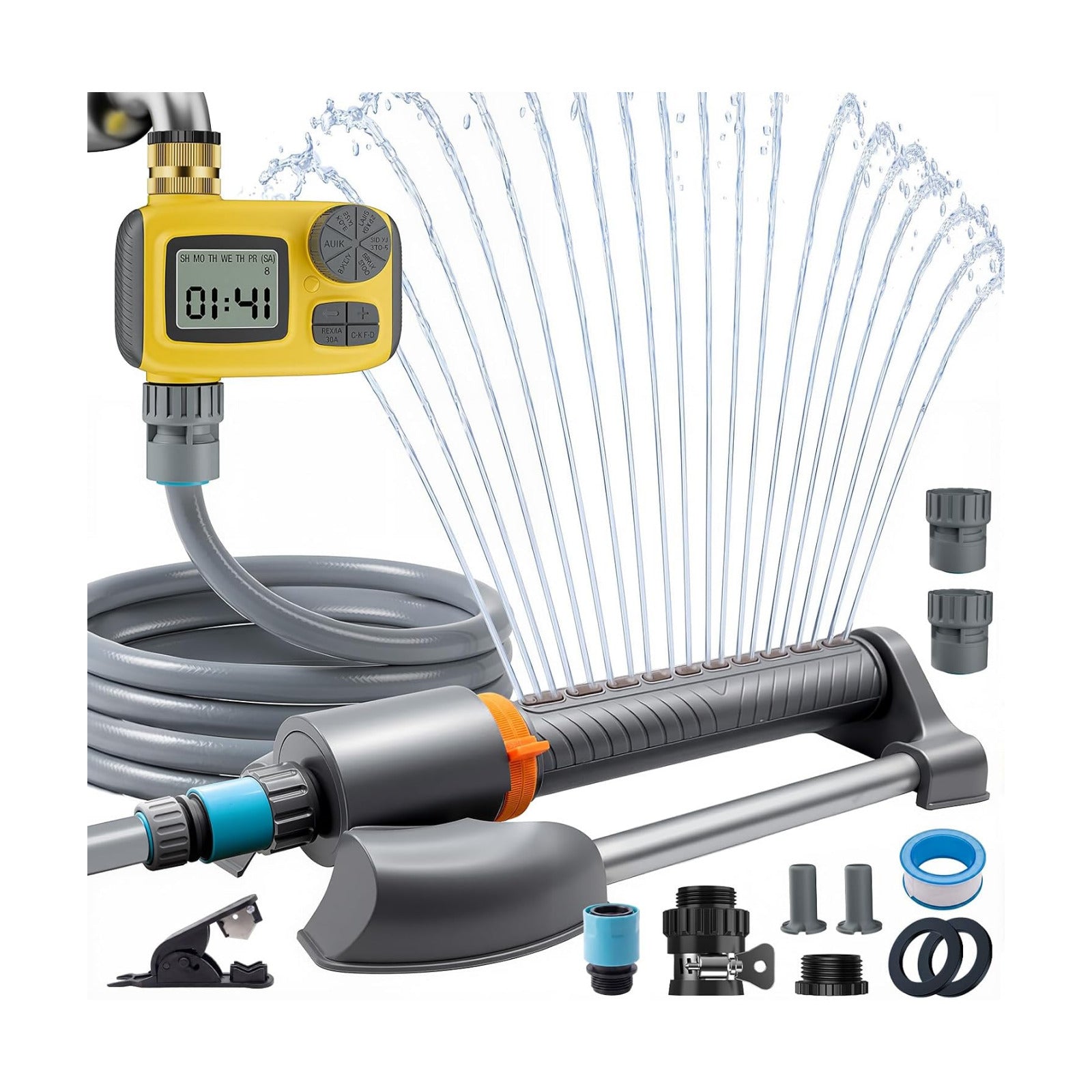 Oscillating Sprinkler with Smart Timer for Lawn and Garden Watering | Quick Setup, Covers up to 3000 Sq Ft, 33FT