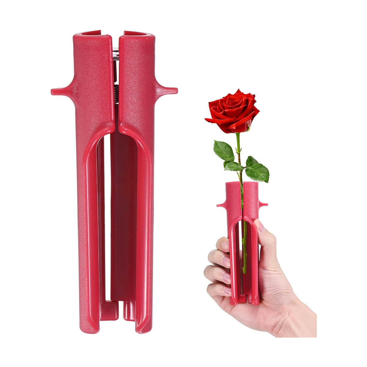 M METERXITY 1-Pack Rose Thorn Stripper Tool, Plastic Metal Flower Stem Leaf Thorn Stripper for Bouquets Pruning Branches/Floral Arrangement, Flower Stripping Tool Remove [Rose Red]