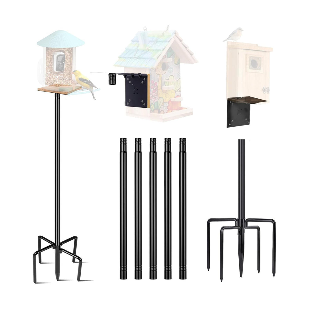 Bird House Pole, Bird Feeder Pole Mount Kit with 5 Prongs for Outdoors Bird House & Smart Bird Feeder(Without Bird House) (1, 92 Inch)