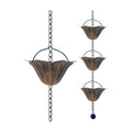 9.5FT Antique Bronze Lotus Rain Chain 12-Cup Downspout Replacement | Sturdy Metal, Rainwater Harvesting, Replaces