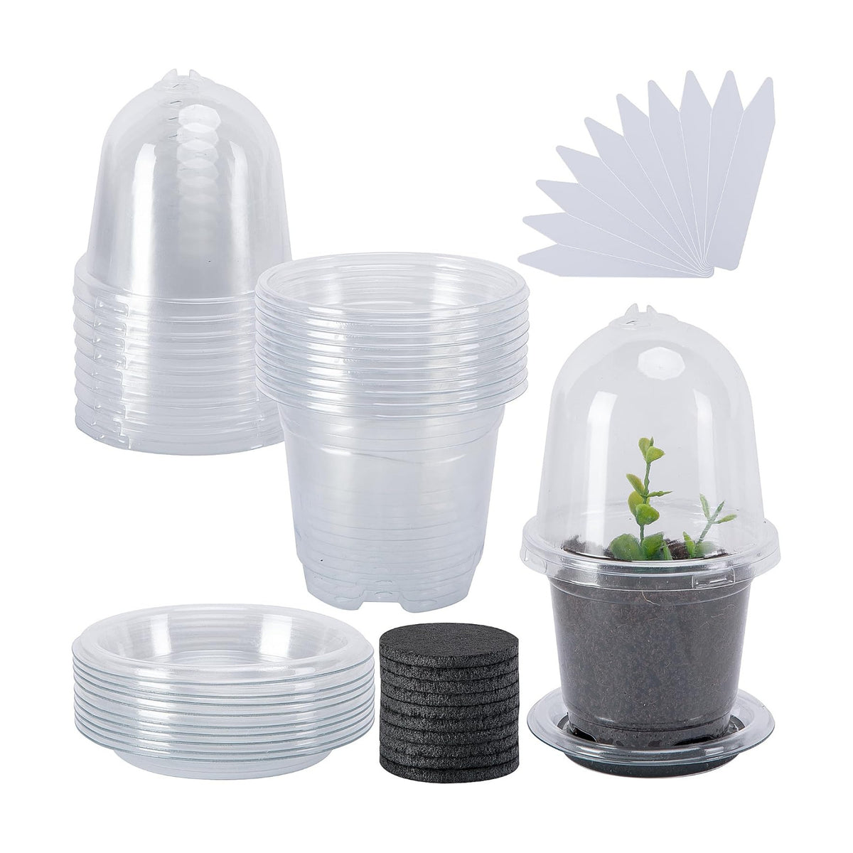 EBaokuup 10 Pack Self Watering Seed Starter Pot, 6.5 x 3.5 Inch Automatic Watering Plant Nursery Pots with Humidity Dome, Self Watering Nursery Pots for Potted Plants Seed Germination