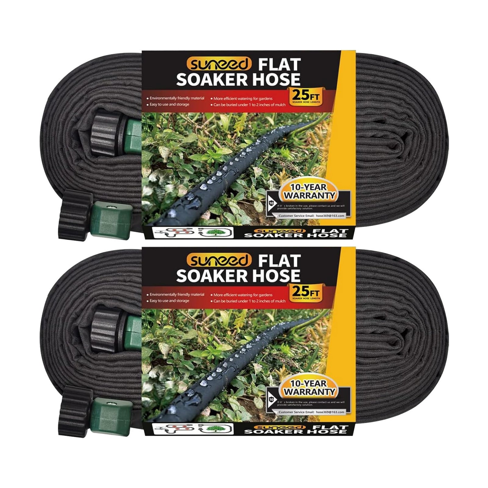 Flat Soaker Hose 25FT 2-Pack for Garden Beds, Drip Irrigation Hose for Efficient & Effective Watering – Soaker Hoses