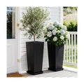 PASAMIC 30 Inch Outdoor Planters Set of 2, Large Tall Planters with Drainage Holes, Weather Resistant Flower Pots for