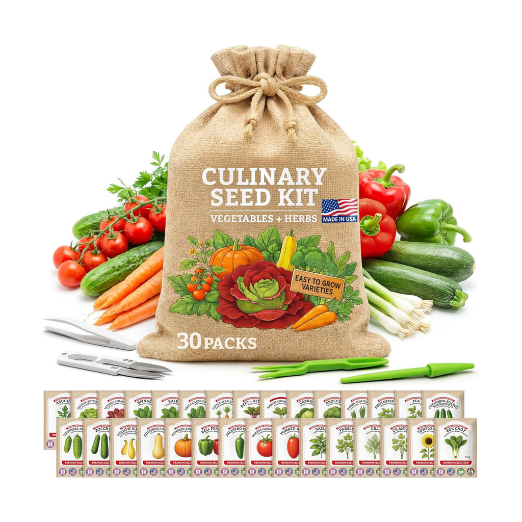 Vegetable/Herb Seeds Variety Pack - 30 Heirloom Seed Gift Kit - Made in USA