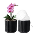 Ceramic Orchid Pot, Clear Nursery Pot & self Watering,5 inch,Black | Dual-Pot System,Root Visibility,Flexible Use for
