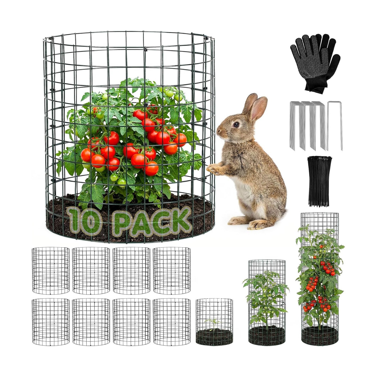 10 Pack Round Plant Protector from Animals – 30pcs 12" × 12" Metal Wire Mesh Garden Plant Cages Wire Plant Covers