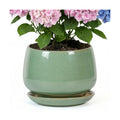 10.3 Inch Flower pots for Indoor Outdoor Plants with Saucer Drainage Leak-Proof Mesh, Ceramic Planter with Gardening