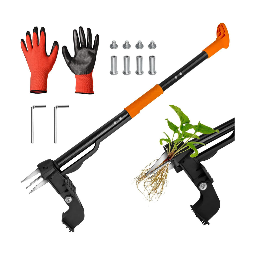 Weed Puller Tool,4-Claw Heavy Duty Gardening Stand-Up Weeder Puller,Ergonomic Long Handle,3 High-Strength Stainless