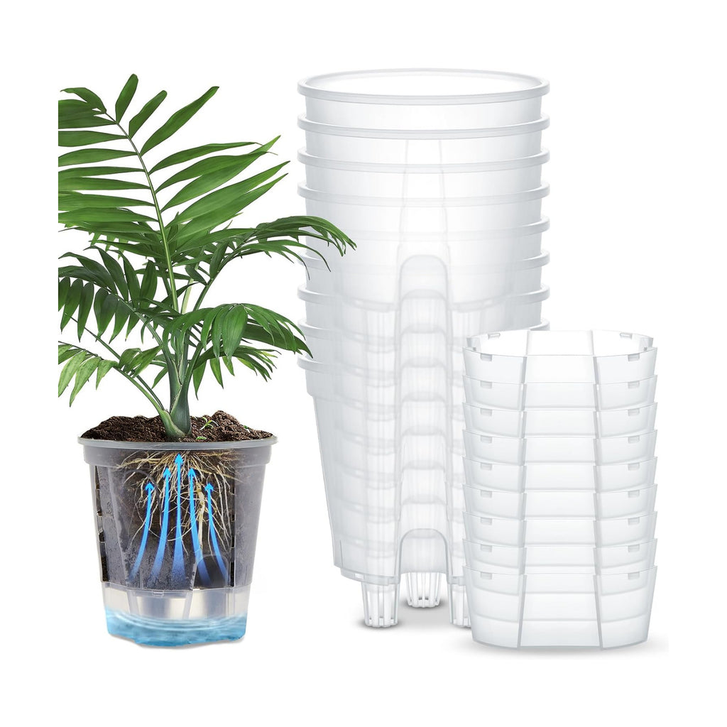 Wonderjune Self Watering Planter, 7.09'', Clear, 9 Pcs