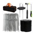 202Pcs Garden Stake Staple kit, 100Pcs 6-inch U-Shaped Landscape Staples, 100 Fixing Gasket, Pick Hook, Rubber Mallet