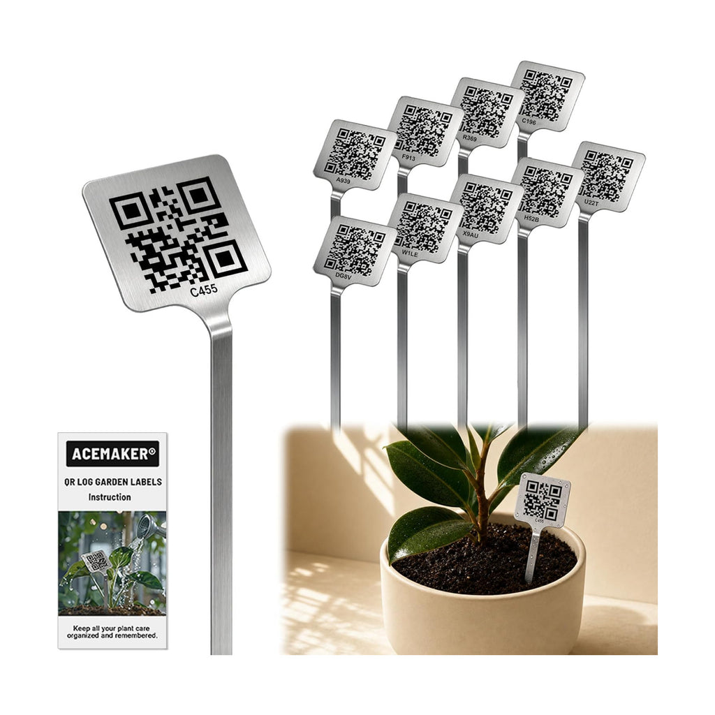 QR Plant Labels, Scan-to-Record Plant Care Tracker, 10 pcs | 304 Stainless Steel, Waterproof Garden Markers with