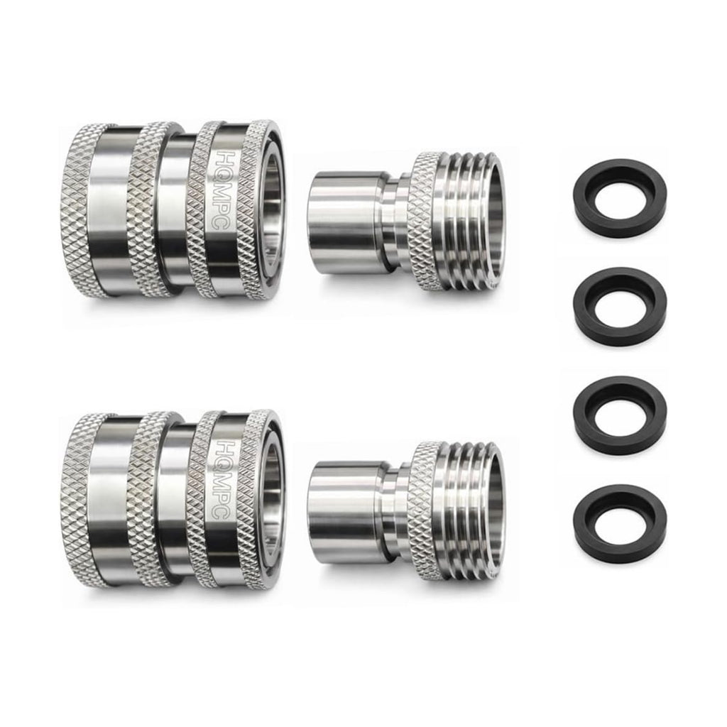 Stainless Steel Garden Hose Quick Connect Fittings Set 3/4 inch GHT Stainless Steel 304 Garden Hose Quick Connector