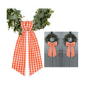 2 Pack Wreath Sash for Front Door Boxwood Wreath Sash Garland Front Door Porch Decor(White and Orange Plaid)