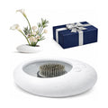 Flower Frog Vase Kit – Japanese-Inspired Arita-Style Glazed Ceramic Ikebana Vase with Kenzan & Gift Box, for Floral Arranging, Home & Office Decor, Relaxing Ambience (White Small)