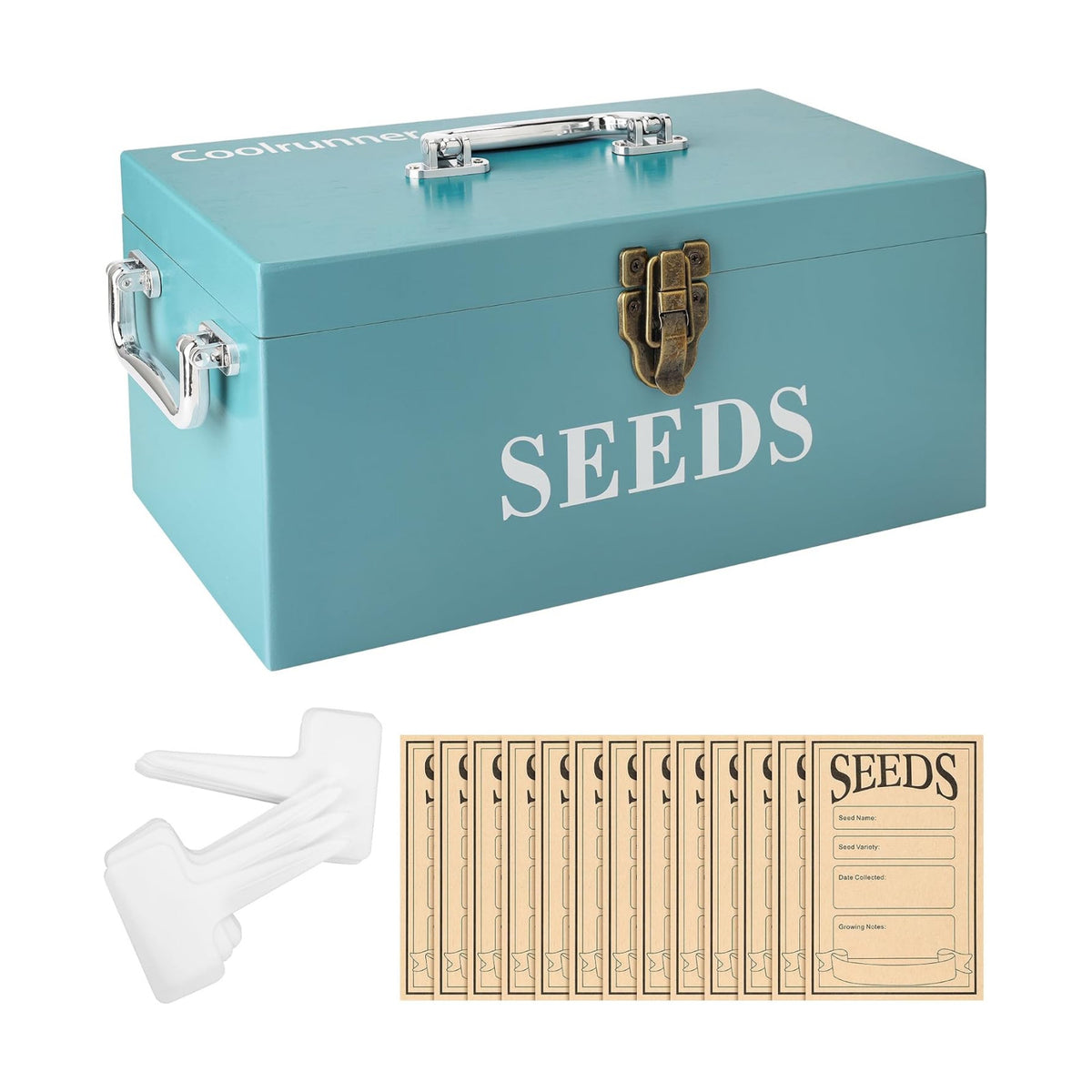 Coolrunner Wood Seed Saving Box, Seed Storage Organizer Case