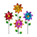 DREAMYSOUL 4 Packs Metal Flowers Wind Spinners Outdoor, Gradient Petals Metal Pinwheel for Yard and Garden Decor