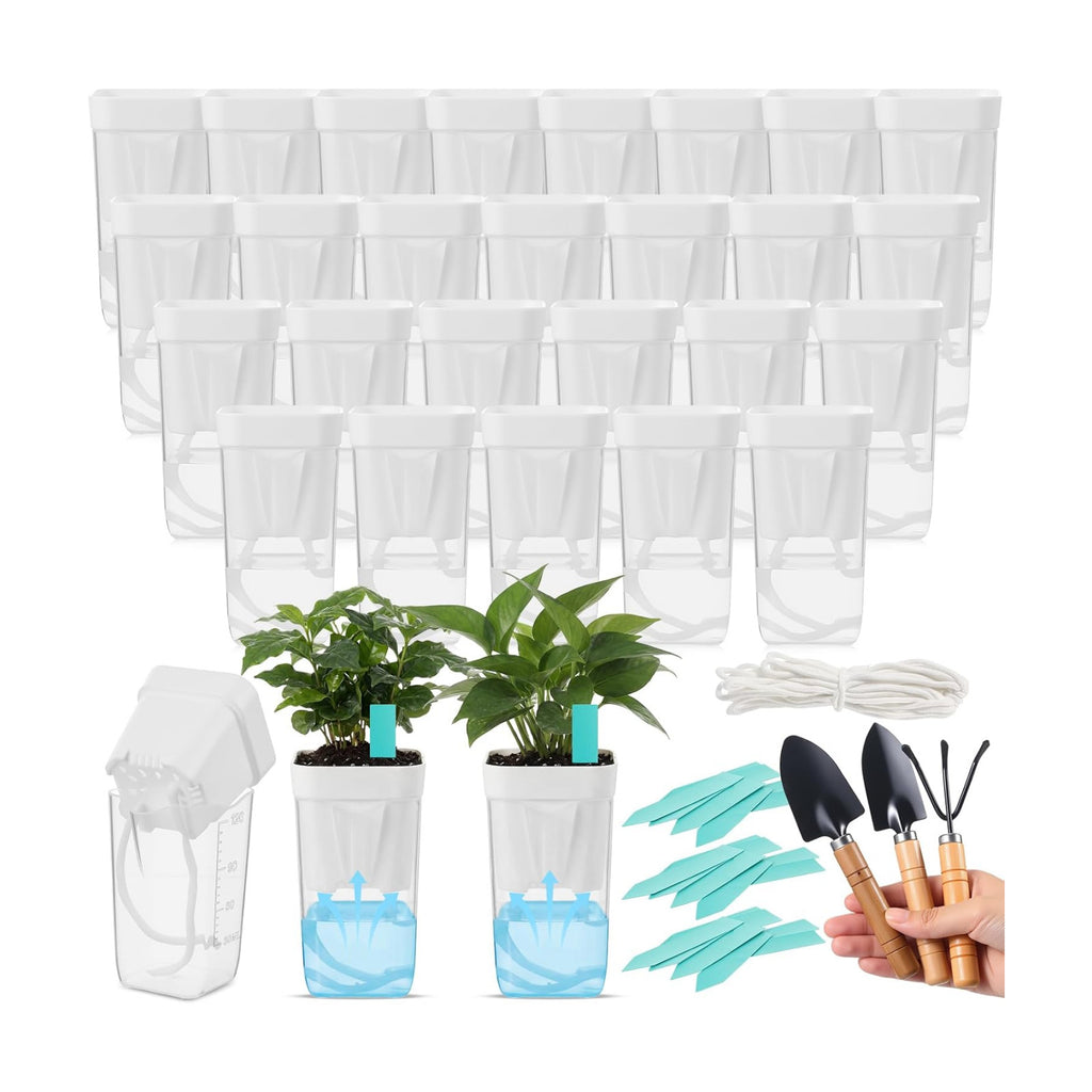 30 Pack 2" Small Self Watering Pots for Indoor Plants Clear Mini Self Watering Plant Pot with Water Level, Drainage
