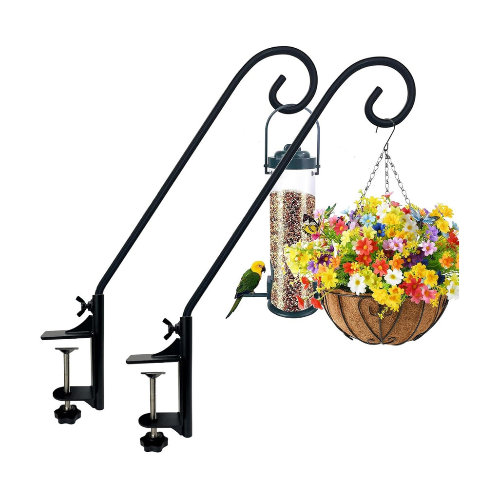 Heavy Duty Deck Hook,360 ° Rotating Design,Pole 15”Long Metal Deck Railing Hooks for Hanging Bird Feeders,Planters,Suet