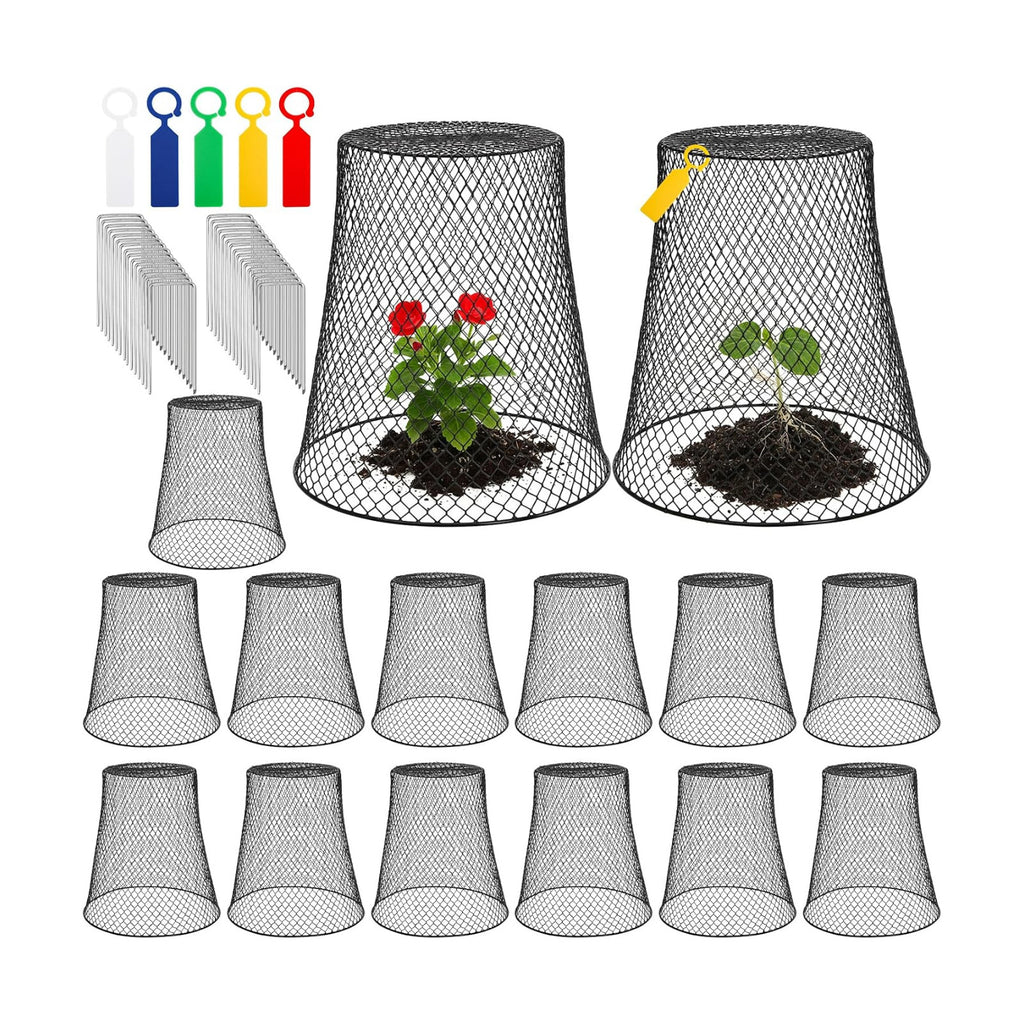 SOUJOY 15 Pcs 12 Inch Large Chicken Wire Cloche Plant Protector Cover, Heavy Duty Metal Garden Plant Protector from