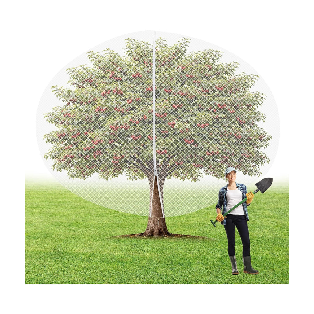 1Pcs 15ft x 15ft Extra Large Fruit Tree Netting Cover with Zipper and Drawstring Garden Plant Protector Bird Barrier