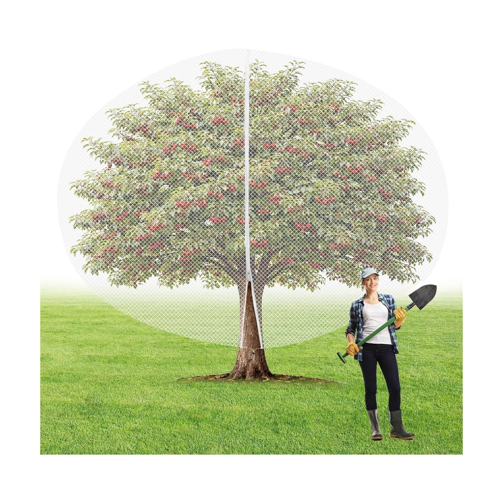 1Pcs 15ft x 15ft Extra Large Fruit Tree Netting Cover with Zipper and Drawstring Garden Plant Protector Bird Barrier