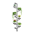 Plant Stand Indoor, Tall Wall Mounted Metal Pole, 6-Tier, Black | Rotating Wooden Board Plant Holder for French Window
