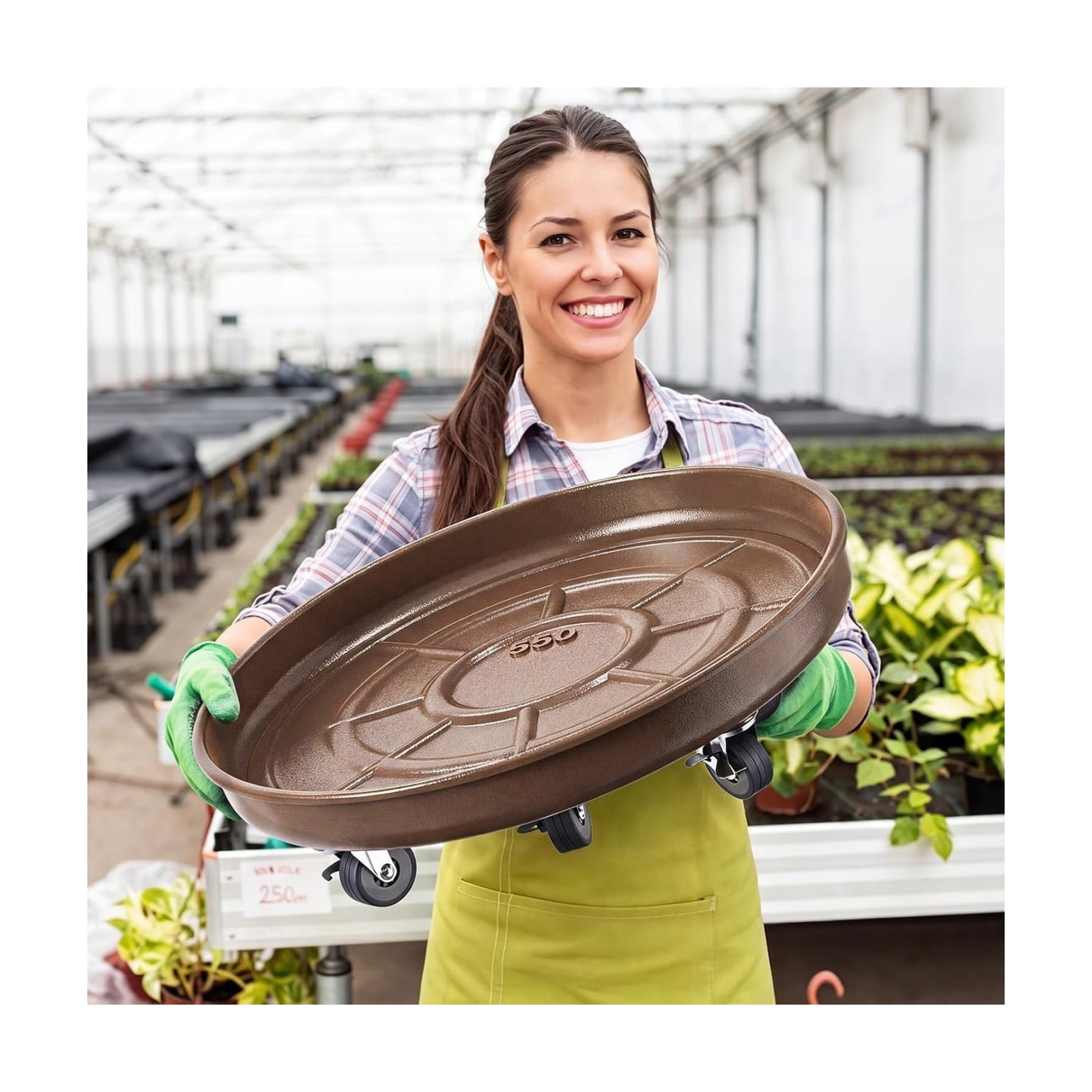 Plant Caddy With Wheels 20" Metal Extra Large Plant Saucer, 550 Lb Capacity | Rolling Plant Stand, 360° Locking