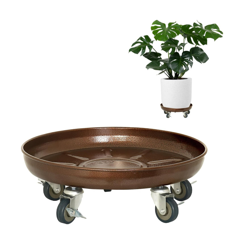 Plant Caddy With Wheels 14" Metal Plant Saucer for Indoors Hold Up to 390LB | Heavy Duty Rolling Plant Stand, 360°
