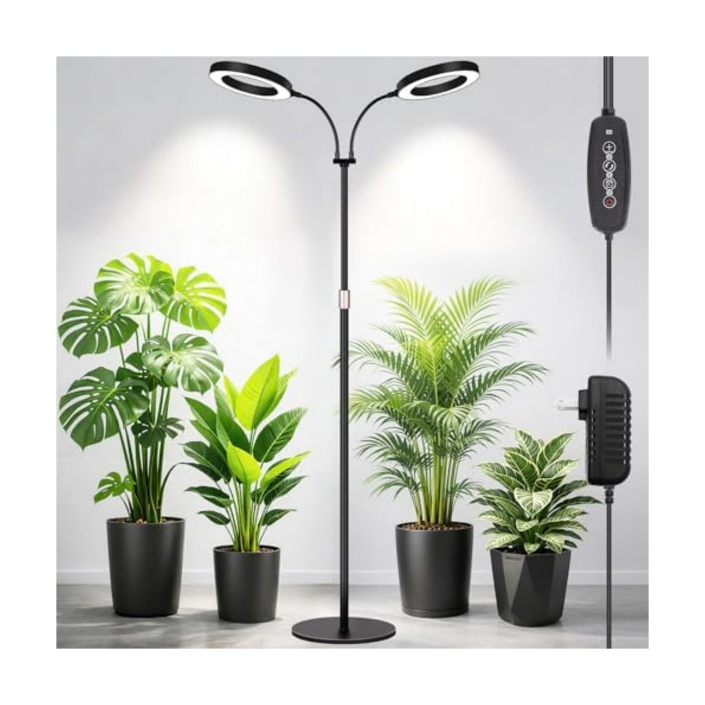 LBW 2-Head Grow Light with Stand，68" Tall Full Spectrum Plant Light