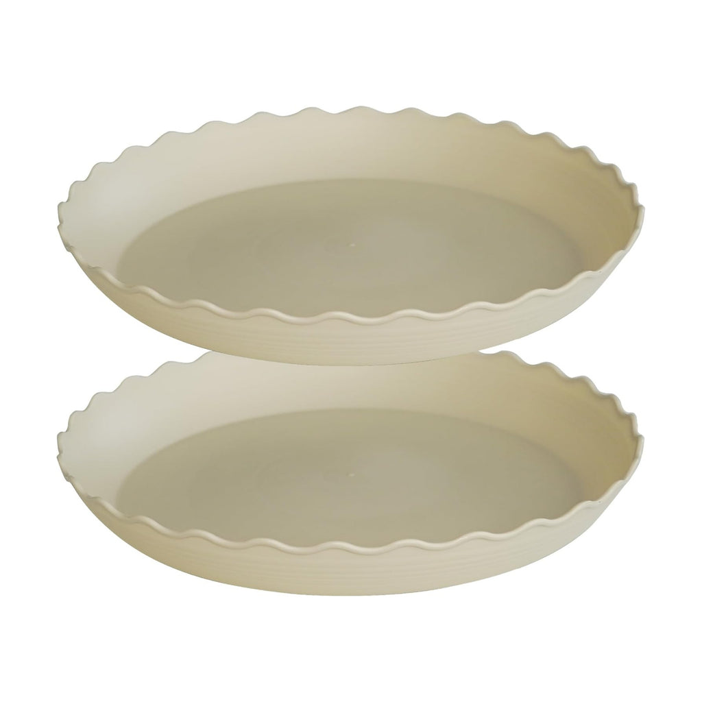 2 Pack Plant Saucer 22 inch, Heavy Duty Plastic Plant Saucers, Durable Plant Tray for Pots, Flower Saucers for Indoors, Plant Pot Saucers, Trays for Planter (Beige)