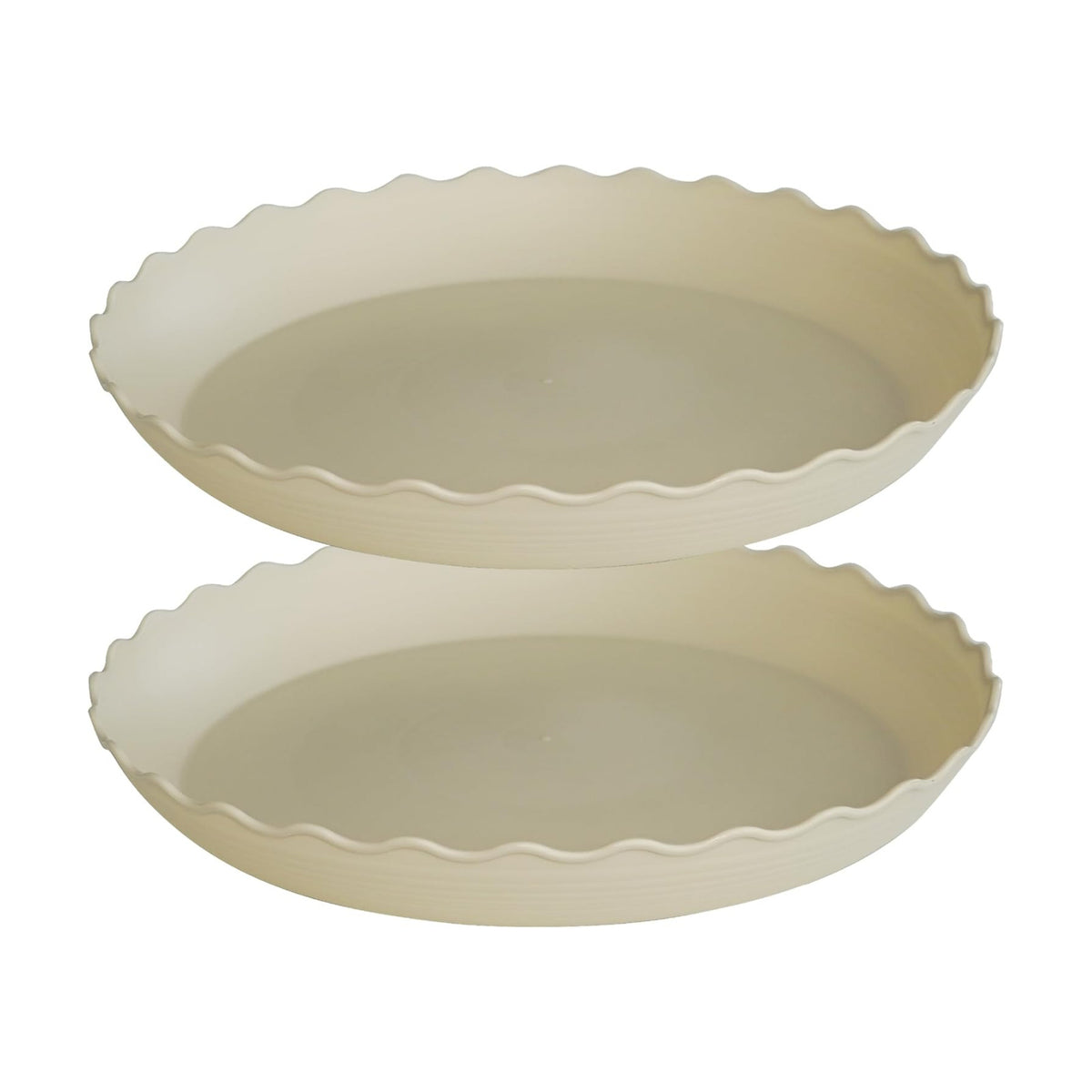 2 Pack Plant Saucer 22 inch, Heavy Duty Plastic Plant Saucers, Durable Plant Tray for Pots, Flower Saucers for Indoors, Plant Pot Saucers, Trays for Planter (Beige)