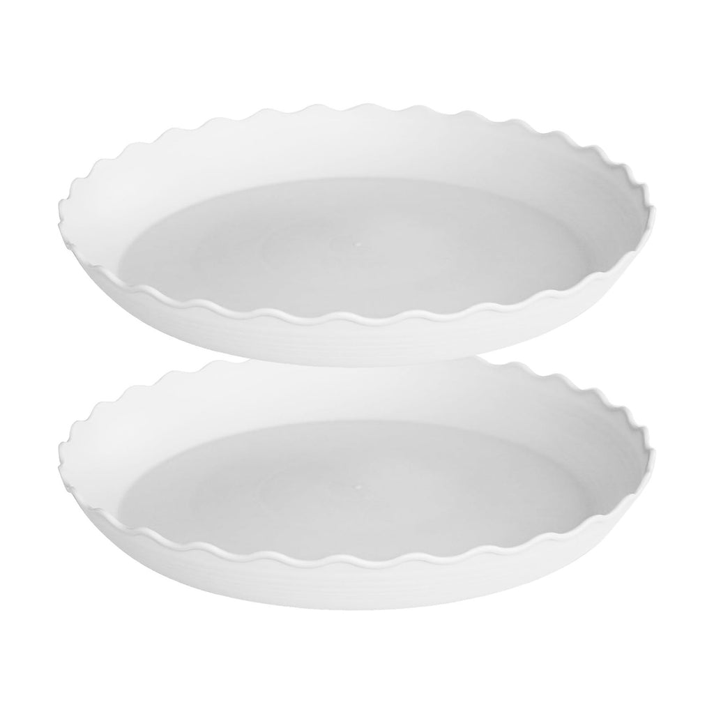 2 Pack Plant Saucer 22 inch, Heavy Duty Plastic Plant Saucers, Durable Plant Tray for Pots, Flower Saucers for Indoors, Plant Pot Saucers, Trays for Planter (White)