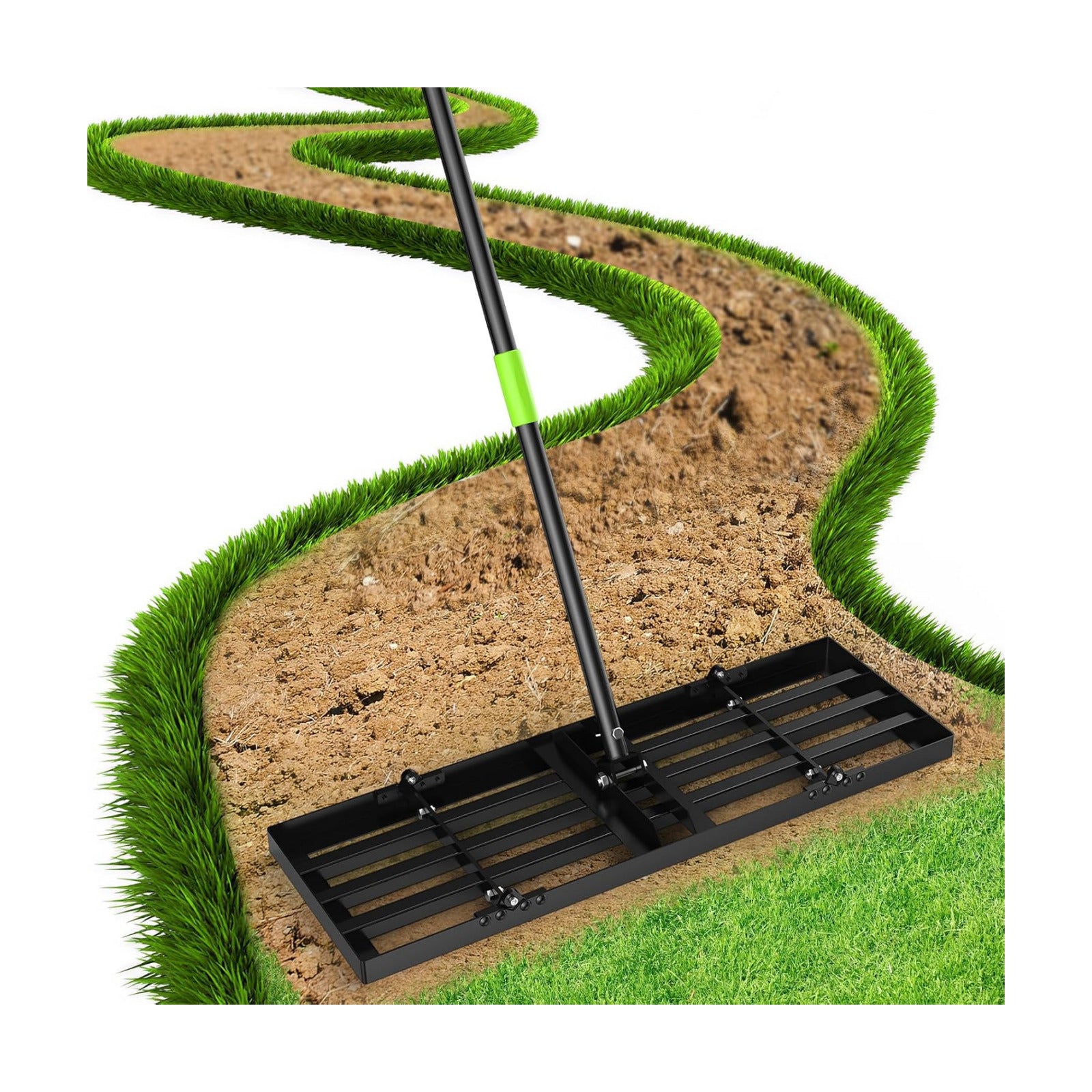 GARDTECH 30x10 Inch Lawn Leveling Rake Heavy Duty Adjustable Handle Yard Tool – Reinforced Steel Landscape Rake for