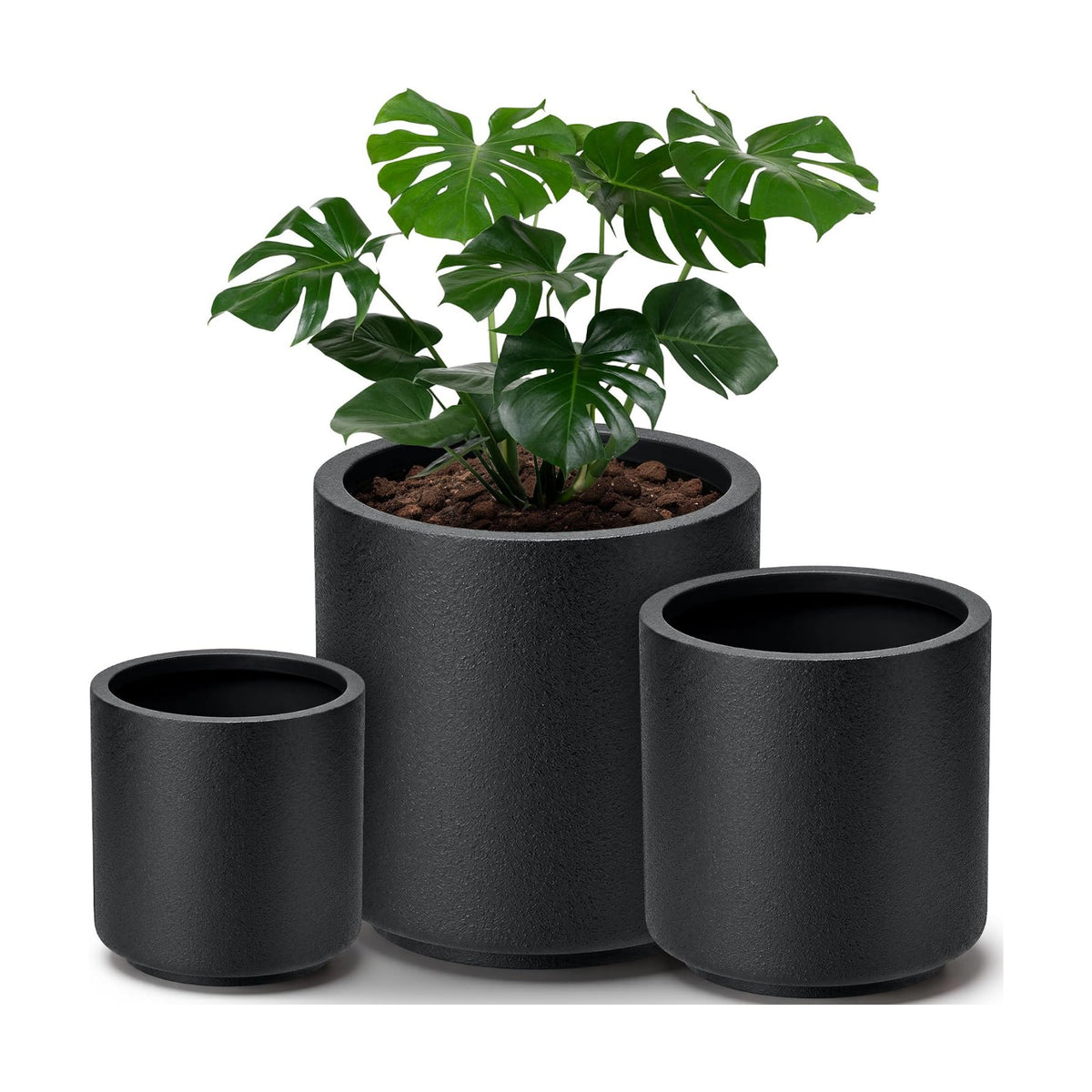 homenote 13.2/10.5/8.5 Inch Large Plastic Flower Pots with Drainage (3 Pcs)