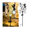 YJFWAL Metal Dog Solar Rain Gauge Outdoor with LED Light and Thermometer