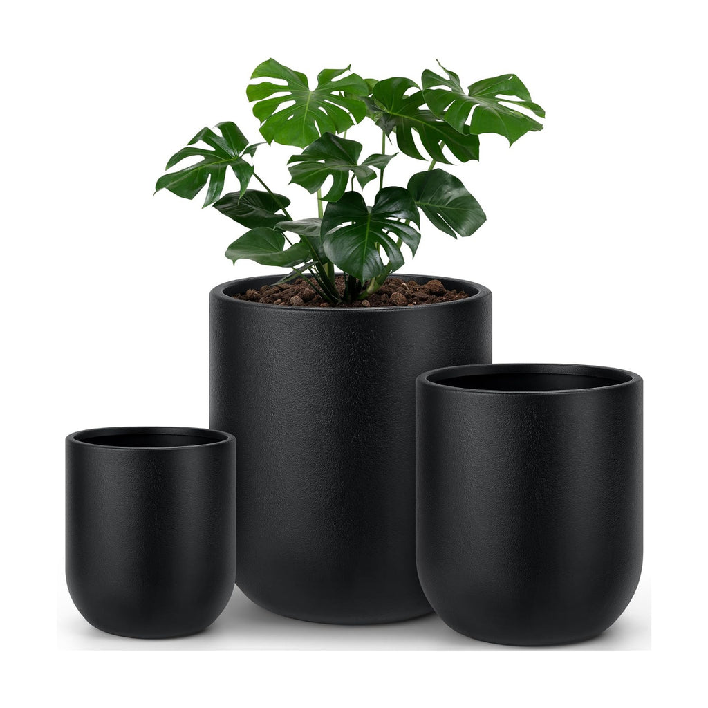 homenote 13/11.5/10 Inch Large Plastic Flower Pots with Drainage (3 Pcs)