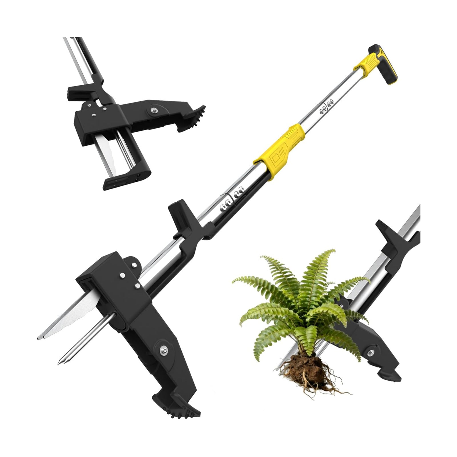 Luvenia Heavy Duty Stand Up Weed Puller Tool, Weed Removal Tool with 41.3" Long Handle & 4 Claw Steel Head, Garden Hand