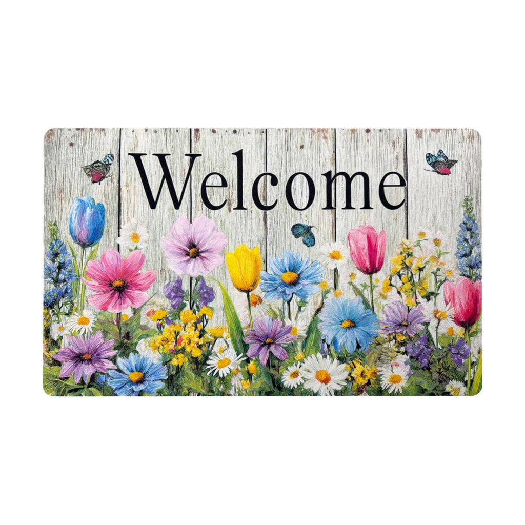 Welcome Mat 17x29 Inch Spring Summer Front Door Mat, Flower