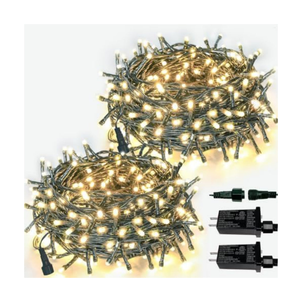 2 Pack Extendable Christmas String Lights Indoor Outdoor 200 LED Warm White