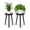 2-Pack Wood Plant Stands Indoor, 16.7" Tall Plant Stand Outdoor Mid-Century Plant Stool, Single Plant Table Modern Small Round Side/End Table for Living Room, Balcony, Office(Black)