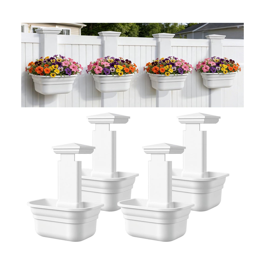 Hanging Planters for Outdoor Plants - Fence Hanging Planters for PVC Fence, Plant Hangers Hanging Plant Flower Pots